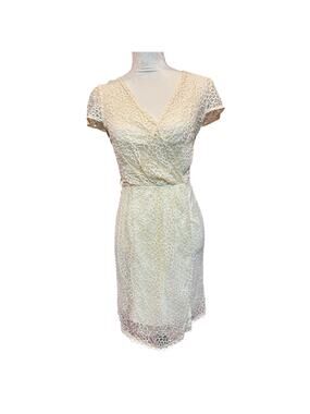 Milly of New York Ivory Lace Flutter Sleeve Midi Dress Size 6